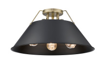 Golden 3306-3FM AB-BLK - Yep by Golden Lighting Orwell 3-light Flush Mount in Aged Brass and Matte Black shade